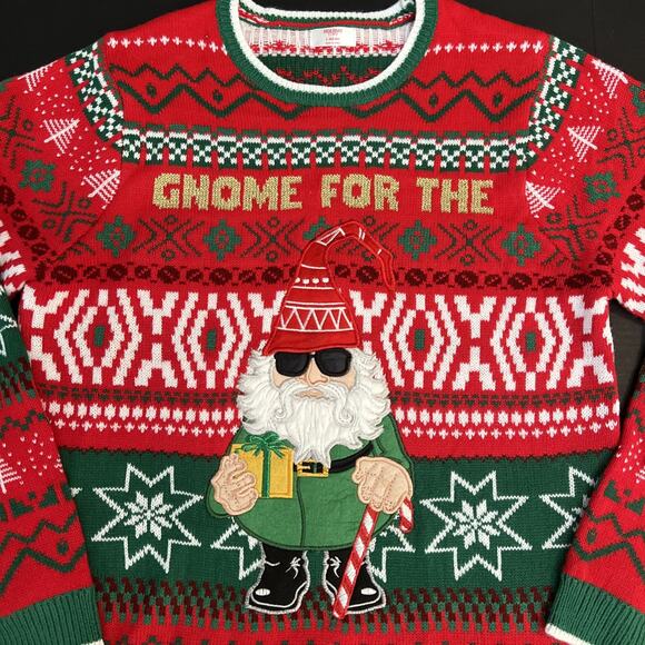 Holiday Time Gnome Men’s LG Ugly Christmas Sweater Crewneck Costume Holiday - Picture 3 of 8